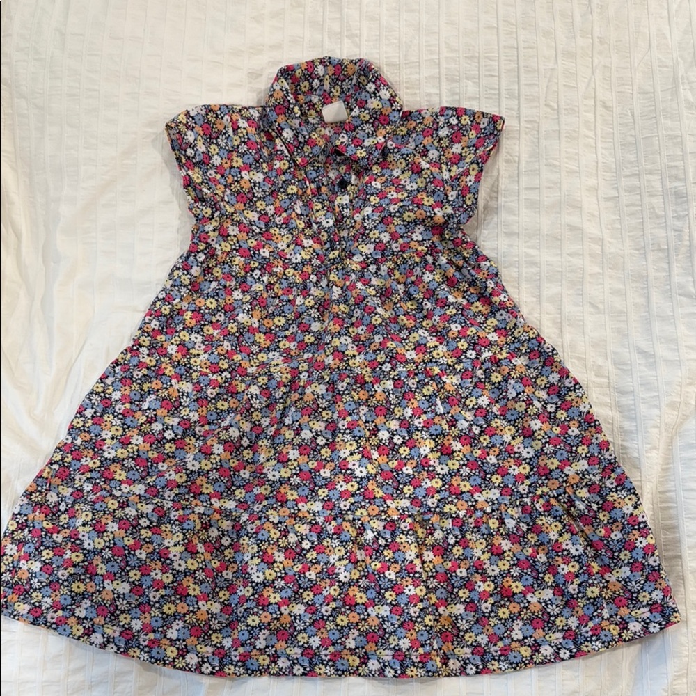 Cotton, Floral Patterned, Short Sleeve Sumer Dress